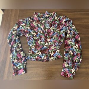 Zara Floral Puff Sleeve Blouse – Size XS